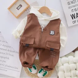 Little Surprise Box Unisex Brown Printed Pant Suit Set image 3