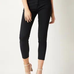 Miss Chase Women Black Slim Fit Cropped High-Rise Clean Look Jeans-image-60