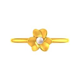P.C. Chandra Jewellers 22k Yellow Gold Ring with A Floral Design & Pearl Detailing for Women & Girls-picture-42