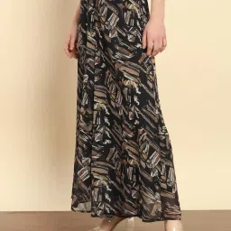 Trend Arrest Black Printed Flared Fit High Rise Palazzos image 3