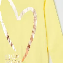 Fame Forever by Lifestyle Kids Yellow Cotton Printed Full Sleeves T-Shirt image 3