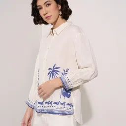 Akkriti By Pantaloons White Cotton Regular Fit Printed Tunic image 3