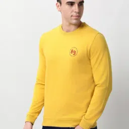 Peter England Yellow Cotton Slim Fit Sweatshirt image 3