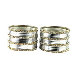 Vidhya Kangan Set of 32 Gold-Plated Stone Studded Bangles-image-3