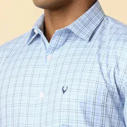 Allen Solly Blue Cotton Slim Fit Checks Shirt image 3
