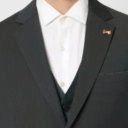 Van Heusen Black Slim Fit Printed Three Piece Suit image 3