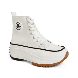 Mozafia Women's White Ankle High Sneakers image 3