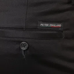 Peter England Black Slim Fit Flat Front Trousers image 4