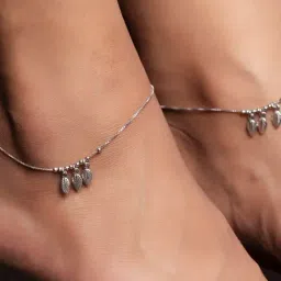Zavya 92.5 Sterling Silver Leaf Anklet for Women - Pair of 2-image-57