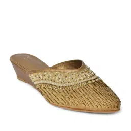 W Women's Gold Mule Wedges-picture-30