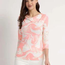 Fablestreet Pink Marble Print Knit Top-picture-22