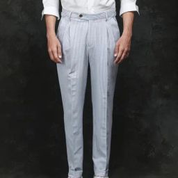 Rare Rabbit Blue Relaxed Fit Stripes Trousers-image-94