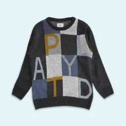 Pantaloons Junior Grey & Navy Cotton Printed Full Sleeves Sweater-picture-17