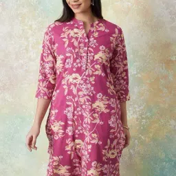Melange by Lifestyle Purple Printed Straight Kurta-image-47
