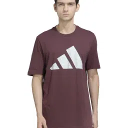Adidas Maroon Cotton Regular Fit Logo Printed Sports T-Shirt-picture-17