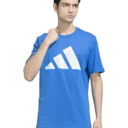 Adidas Blue Cotton Regular Fit Logo Printed Sports T-Shirt-image-59