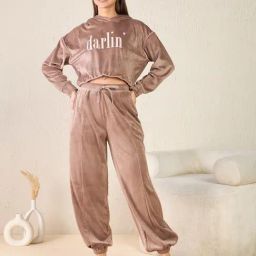 Sweet Dreams Toffee Fleece Solid Pyjama Set-picture-19