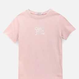 Calvin Klein Girls Sepia Rose Ck Logo Print T-Shirt-picture-39
