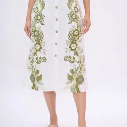 Elle White Cotton Printed Skirt-picture-36