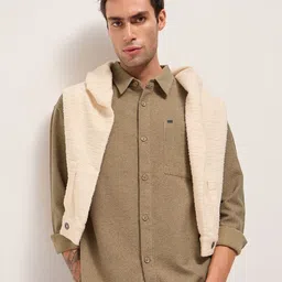 THE BEAR HOUSE Men Relaxed Fit Textured Spread Collar Casual Shirt-picture-20