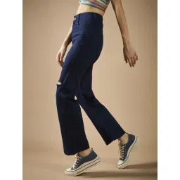 DOLCE CRUDO Blue Plain Jeans image 3