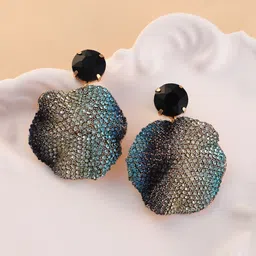 SOHI Gold-Plated Artificial Stones Studded Contemporary Studs Earrings-picture-38