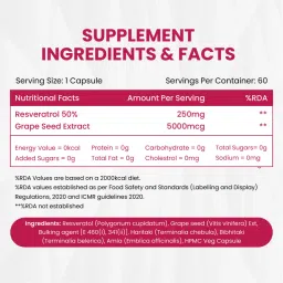 Vlado's Himalayan Organics Resveratrol 255mg With Grape Seed Extract Capsules image 2