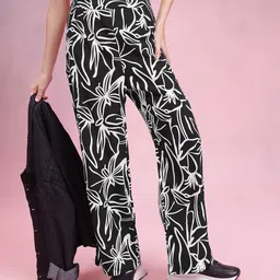 DressBerry Women Mid-Rise Floral Printed Regular Fit Trousers-image-14