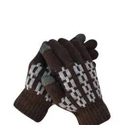LOOM LEGACY Men Patterned Acrylic Touchscreen Gloves image 2