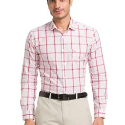 Park Avenue Red Cotton Slim Fit Checks Shirt-image-35