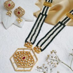 Teejh Aadhavi Green Beaded Festive Necklace & Earring Set-picture-26