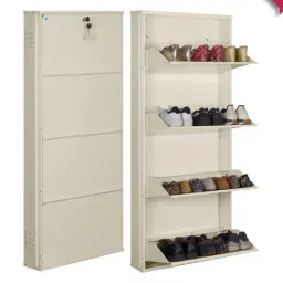 Delite Kom Powder Coated Ivory Wall Mounted Metal Shoe Rack ( 4 Shelves DIY)-picture-28