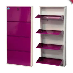 Delite Kom Powder Coated Ivory Violet Wall Mounted Metal Shoe Rack ( 4 Shelves DIY)-image-55