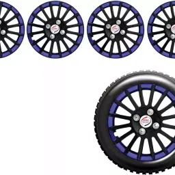 Auto Pearl CBB10 R12 304.8 mm (12 Inch) Press Type Wheel Hubcap with Retention Ring Glossy Black Blue Wheel Cover for Universal for Car Universal for Car (Set of 4) image 2