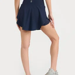 Hunnit Women 4 Way Stretchable Skorts with Wide Waistband Inbuilt Shorts & 2 Side Pockets image 3