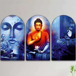 Myntra Elegant Homes Multicoloured Set of 3 Piece MDF Religious Wall Paintings-picture-34