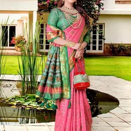 AKSH FASHION Pink Silk Blend Sarees-picture-11