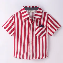 CrayonFlakes Rayon Half Sleeves Striped Shirt - Red-picture-15