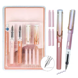 FunBlast 2 Pcs Fountain Pen Set with 4 Riffils  Orange Sapphire-picture-11