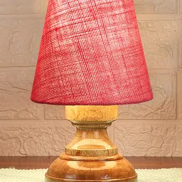 Devansh Pink Jute Natural Wood Table Lamp image 1