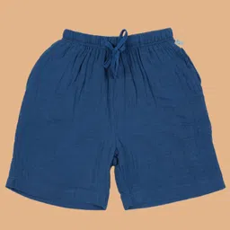 kids of greendeer Greendeer 100% Cotton Solid Shorts - Greek Blue-picture-25