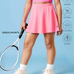 Pine Active Knit Super Stretch Skorts with Brand Logo Print - Pink-picture-10