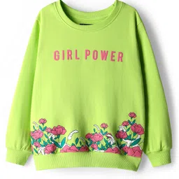 Pine Kids Cotton Knit Full Sleeves Sweatshirt With Floral Print - Limegreen-picture-26