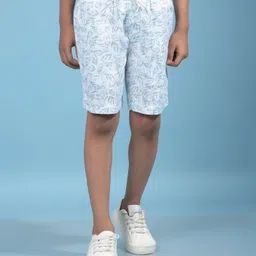 CRIMSOUNE CLUB Cotton Woven Leaves Printed Shorts - Blue-picture-38
