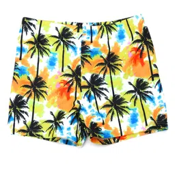 Yellow Bee All Over Palm Trees Printed Swimming Trunk - Black Orange Blue image 3