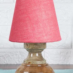 Devansh Pink Jute Natural Wood Table Lamp image 2