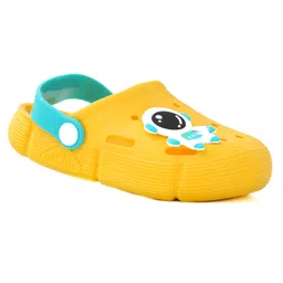 Yellow Bee Solid Perforated Clogs With Astronaut Charms - Yellow image 3