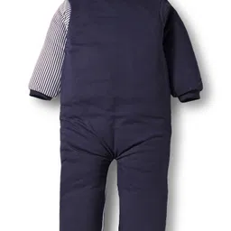 Babyhug Knit Full Sleeves Winter Wear Footed Romper With Bear Patch - Navy Blue image 2