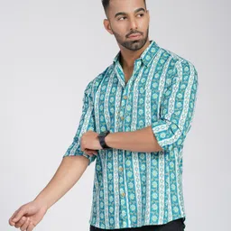 Cotton Curio Men Comfort Fit Spread Collar Floral Printed Cotton Casual Shirt-picture-37