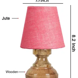 Devansh Pink Jute Natural Wood Table Lamp image 3